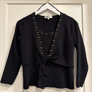 Boho / Y2K beaded tie blouse